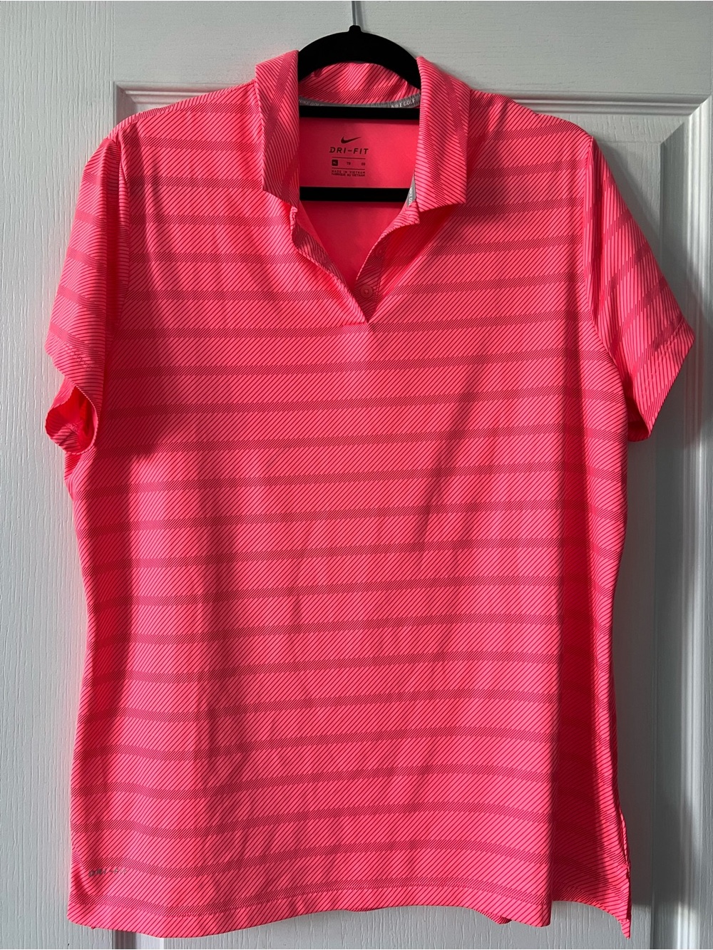 Nike Women’s Hot Pink Striped Dri-FIT Polo